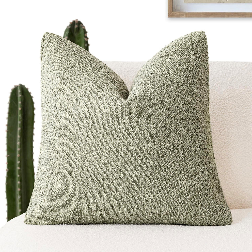 Foindtower Decorative Textured Boucle Throw Pillow Covers Accent Solid Pillow Cases Neutral Soft Cozy Couch Cushion Case for Chair Sofa…