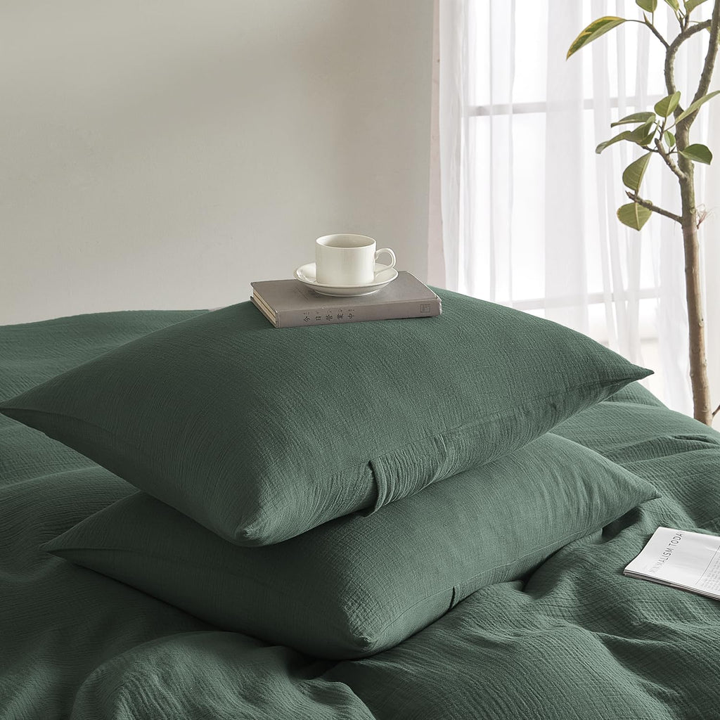 DefineCozyHealthyLife SE SOFTEXLY Muslin Pillowcases Standard Size 100% Cotton, 2 Pack Linen Like Pillow Shams with Envelope Closure, Ultra…