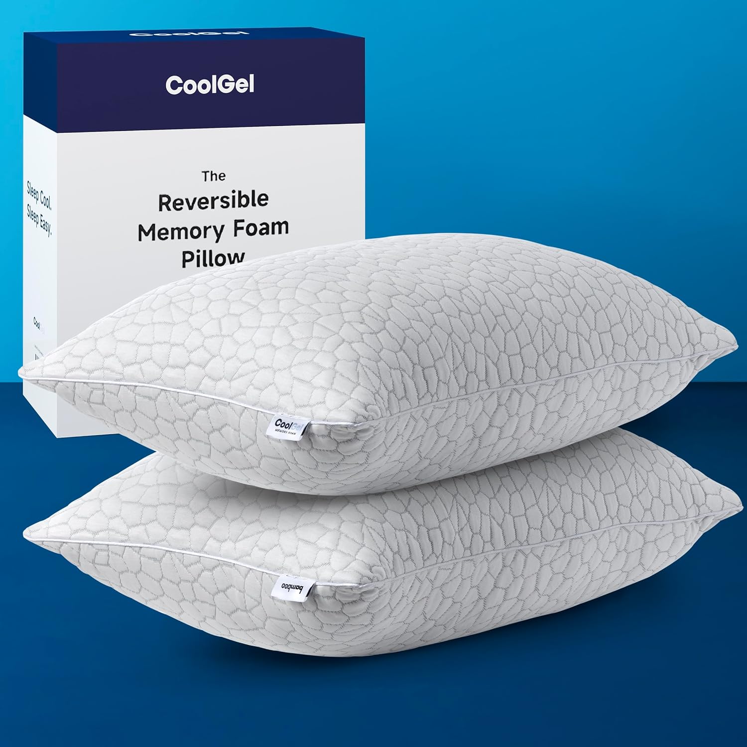 Cool Gel Cooling Pillow for Hot Sleepers - Queen Size Set of 2 Shredded Memory Foam Pillows for Sleeping - Adjustable Neck & Shoulder…