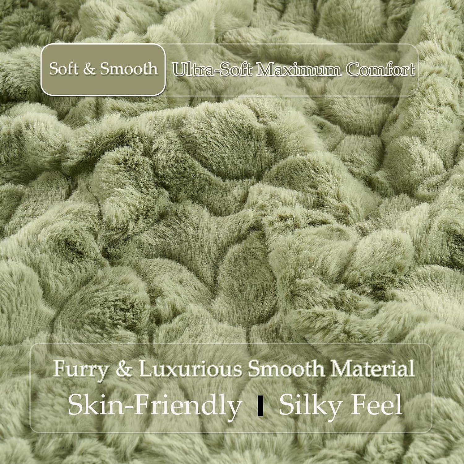 HKMR Fluffy Faux Rabbit Fur Body Pillow, Memory Foam Pregnancy Pillow for Side Sleep Body Pillow,20x54 Long Pillow for Adults-Sage Gr…