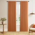 Guken Orange 100% Blackout Linen Curtains 84 Inch Length 2 Panels Set for Living Room Bedroom Back Tab Thermal Insulated Black Out Drapes R…