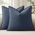 Anroduo Pack of 2 Decorative Linen Pillow Covers Indigo Blue Neutral Farmhouse Boho Soild Cushion Case Soft Accent Pillowcase for Couch Sof…