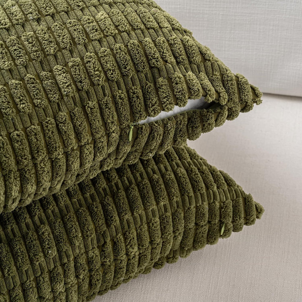 Fancy Homi Decorative Throw Pillow Covers for Bed Couch Bedroom Bench, Soft Corduroy Solid Pillow Case, Rustic Farmhouse Boho Room…