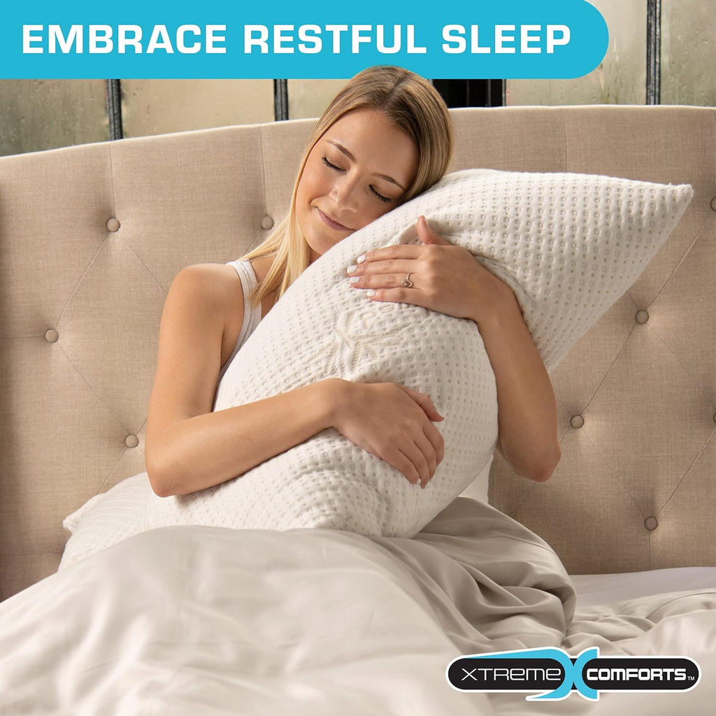 Xtreme Comforts Standard Bed Pillow for Sleeping | Adjustable Shredded Memory Foam Pillows with Removable Cooling Cover | Fluffy Pillows…