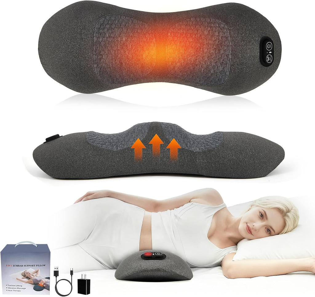 Famkcy Smooth Spine Triple Fusion Back Massager with Heat - Sciatica & Spine Decompression Device, Deep Tissue Massager for Lower Back Pain…