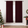 Guken Burgundy 100% Blackout Linen Curtains 72 Inch Length 2 Panels Set for Living Room Bedroom Back Tab Thermal Insulated Black Out Drapes…