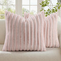 decorUhome Summer Cozy Faux Fur Throw Pillow Covers 20x20 Set of 2 Decorative Soft Plush Striped Modern Farmhouse Boho Couch Pillow Cases w…