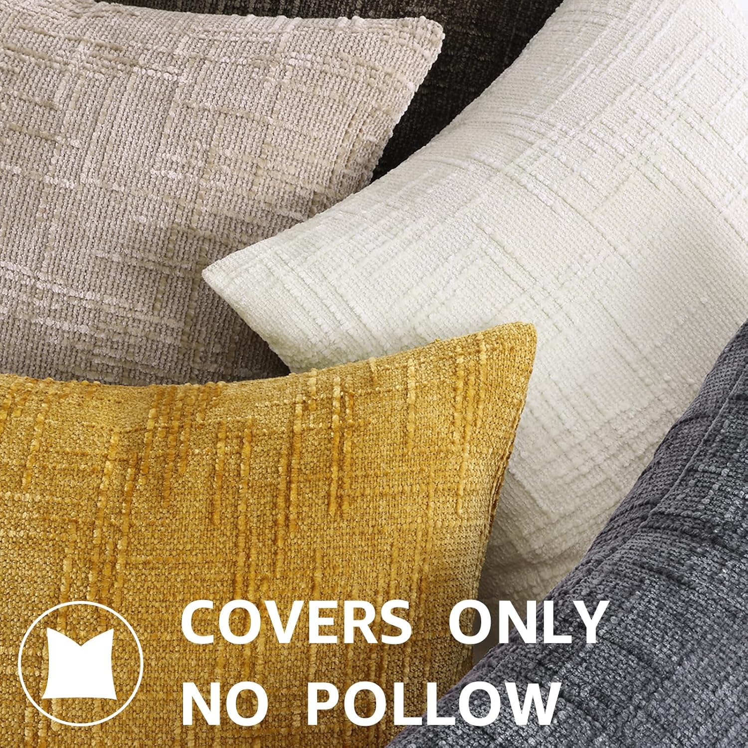decorUhome Summer Cream White Chenille Throw Pillow Covers 18x18 Set of 2 Textured Cozy Slubby Couch Pillow Covers Modern Farmhouse Boho De…