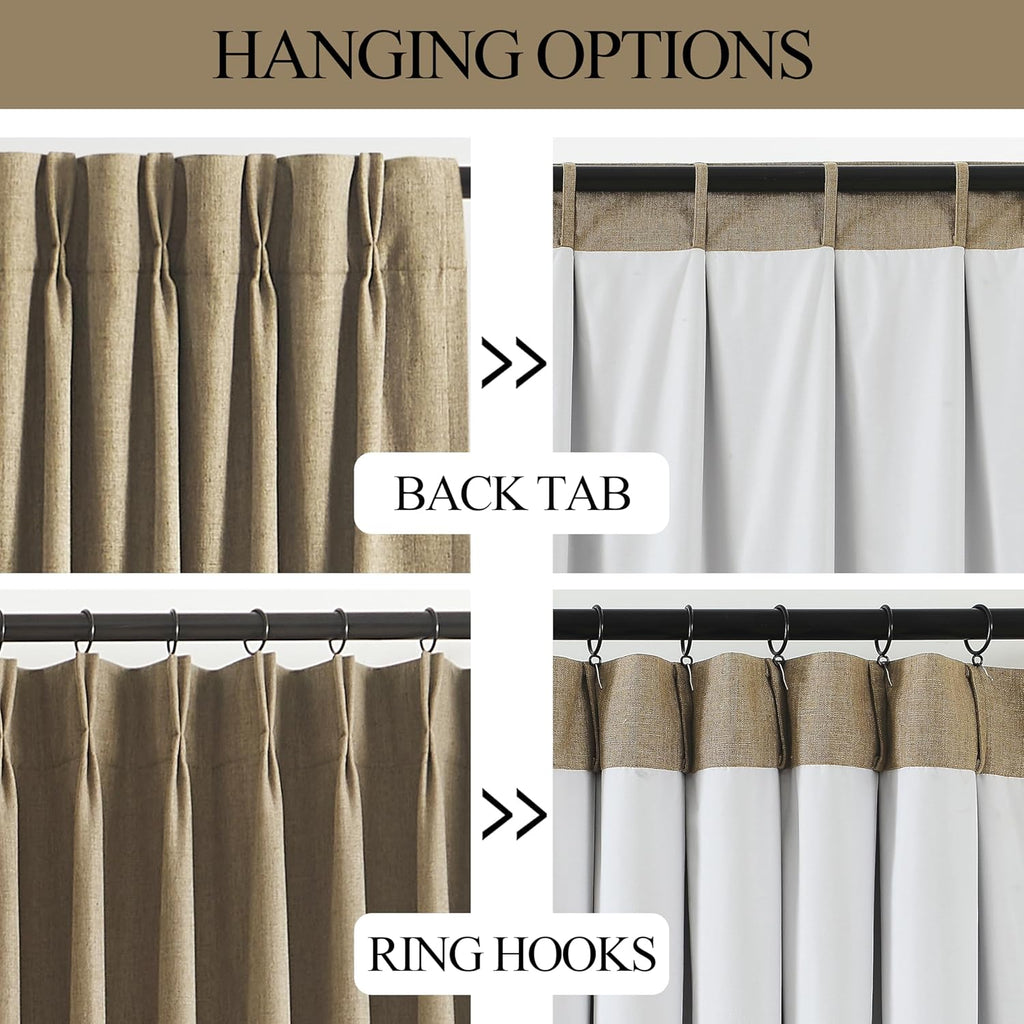 VisionHome Vision Home Brown Pinch Pleated Full Blackout Curtains Linen Blended 60" Wide Thermal Insulated Window Panels 120 inch for Bedro…