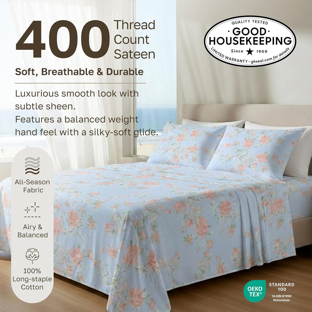 CaliforniaDesignDen California Design Den Soft 100% Cotton Bed Sheets Twin XL Set, 400 Thread Count Good Housekeeping Award Winner, Smooth…