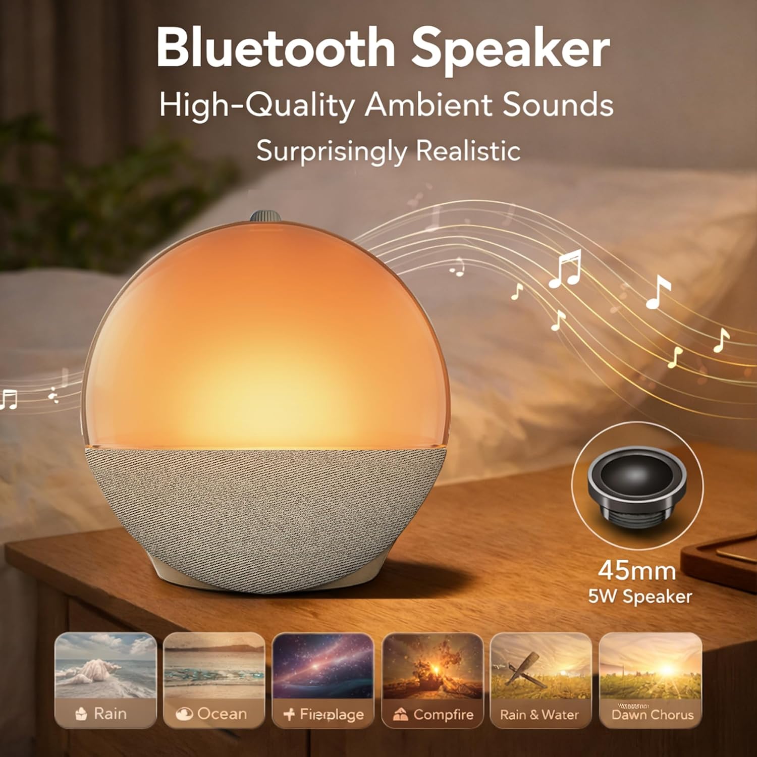Sunrise Alarm Clock White Noise Machine | Natural Wake-Up Light for Bedroom with 8 Soothing Sleep Sounds, Dimmable Clock & Bluetooth…