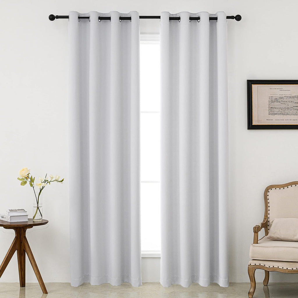 Pickluc Greyish White Blackout Curtains with Grommet 84 Inches Long 2 Panels, Light Blocking Window Drapes for Living Room, Thermal Insulat…