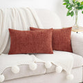 Hwy50 HWY 50 Burnt Orange Lumbar Pillow Covers 12x20 Inch Pack of 2, Soft Chenille Decorative Throw Pillow Covers Farmhouse Fall for Couch…