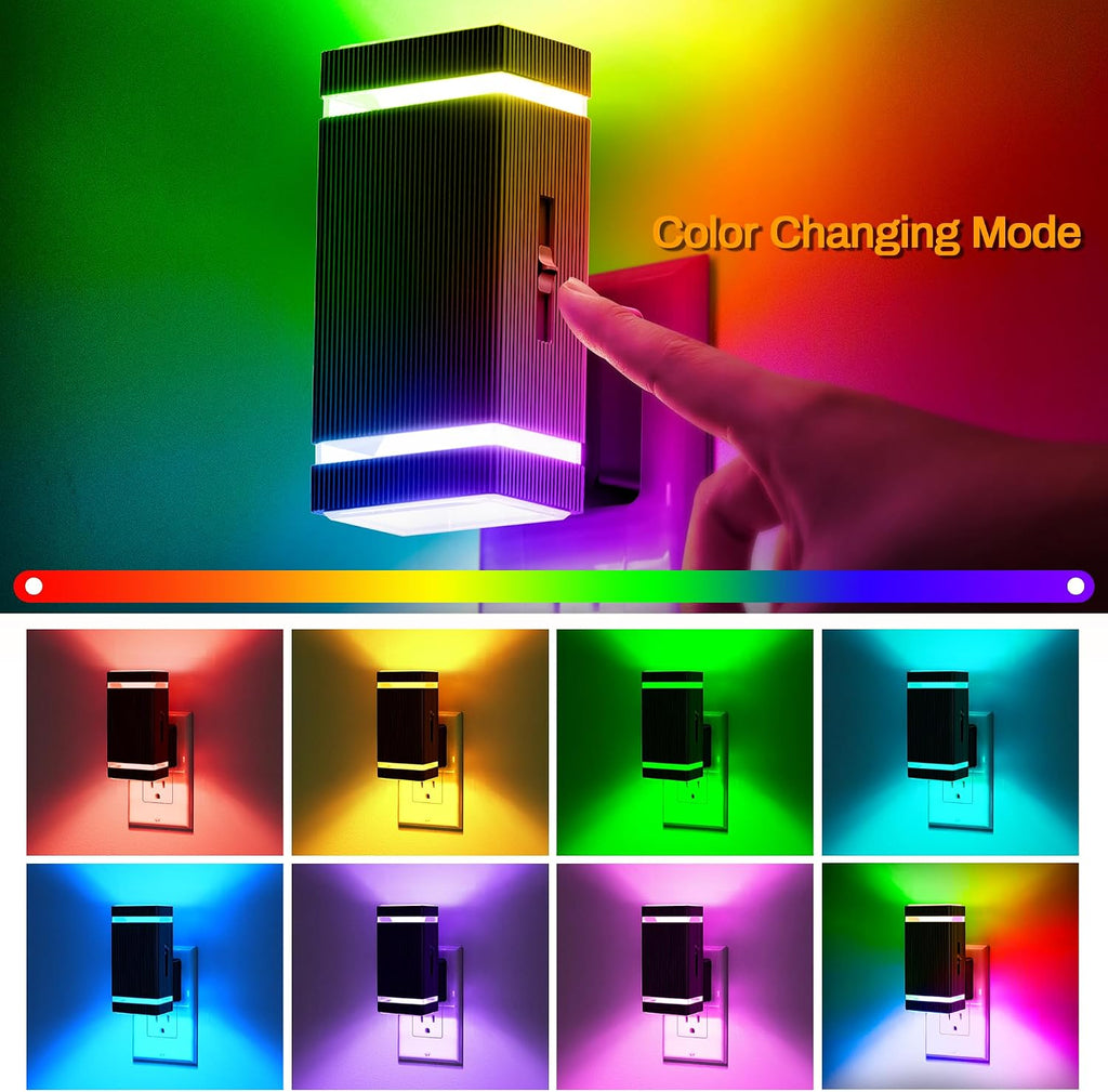 DORESshop Color Changing Night Lights [2 Pack], Night Lights Plug Into Wall, 8 Color LED Night Light, Night Light with Dusk to Dawn…