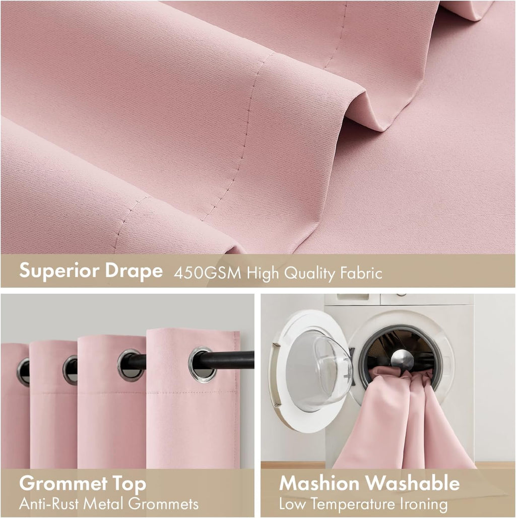 Miulee Baby Pink 100% Blackout Curtains for Girls Bedroom 84 Inch Long, 2 Thick Layers Thermal Insulated Nursery Black Out Window Curtains…