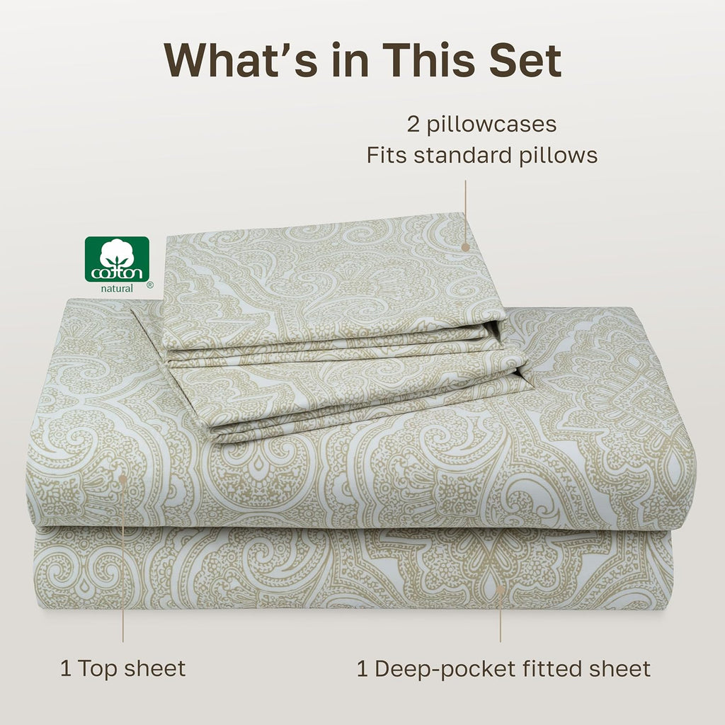 CaliforniaDesignDen California Design Den Soft 100% Cotton Sheets Full Size Set, 400 TC Good Housekeeping Award Winner, Smooth Sateen Finis…