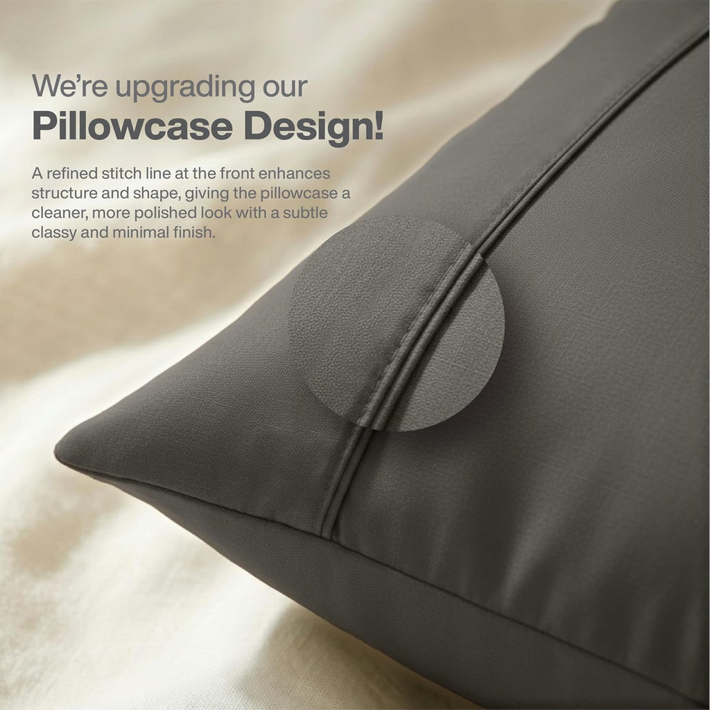 Queensbay Standard Pillow Cases Set of 2, Microfiber Cooling Pillowcases, Soft Breathable Envelope Closure Pillow Covers, Wrinkle Free Easy…