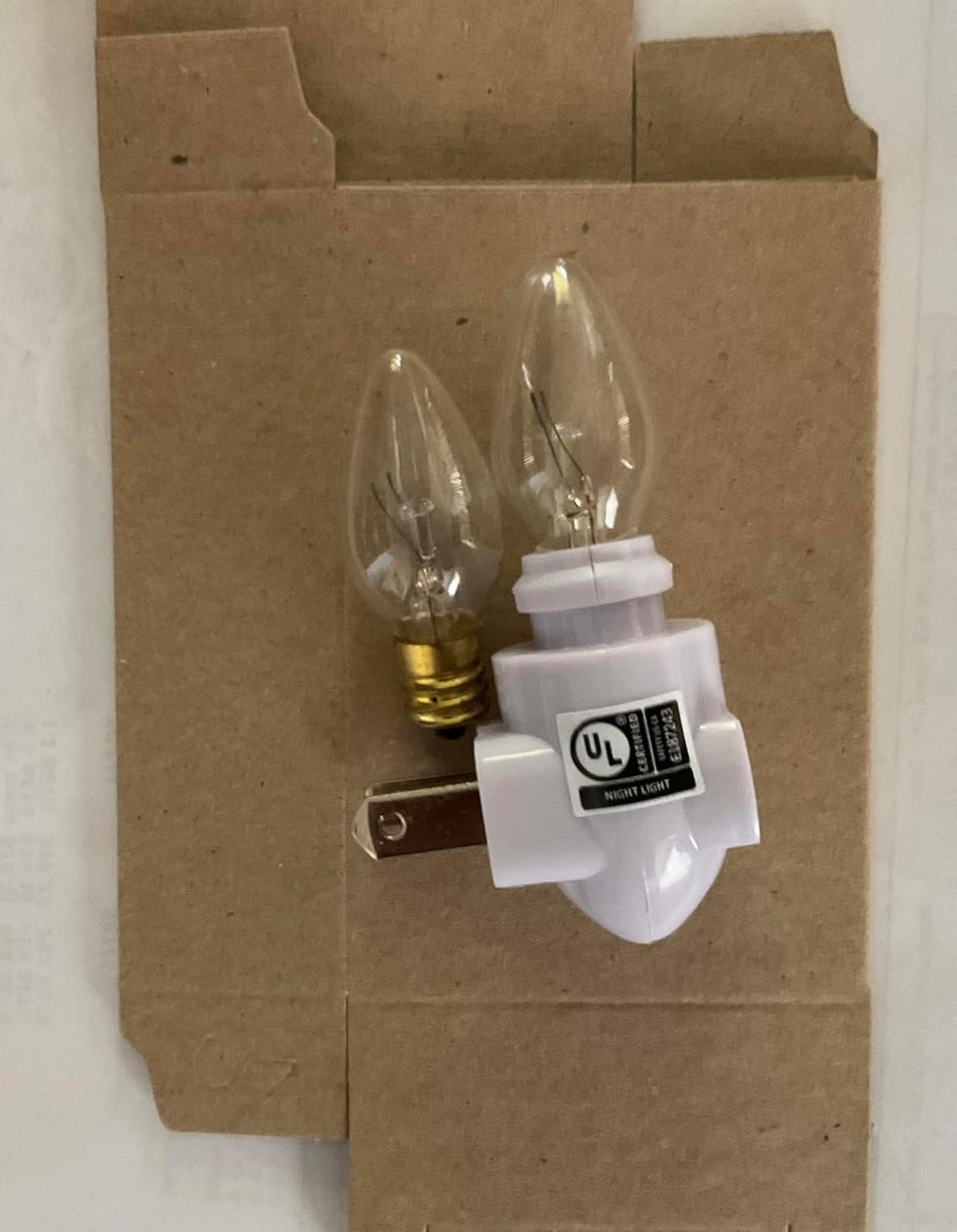 Replacement Night Light Base with Two 5W C7 Bulbs – Standard Plug-in Nightlight Module, On/Off Switch, E12 Socket, UL Certified White…