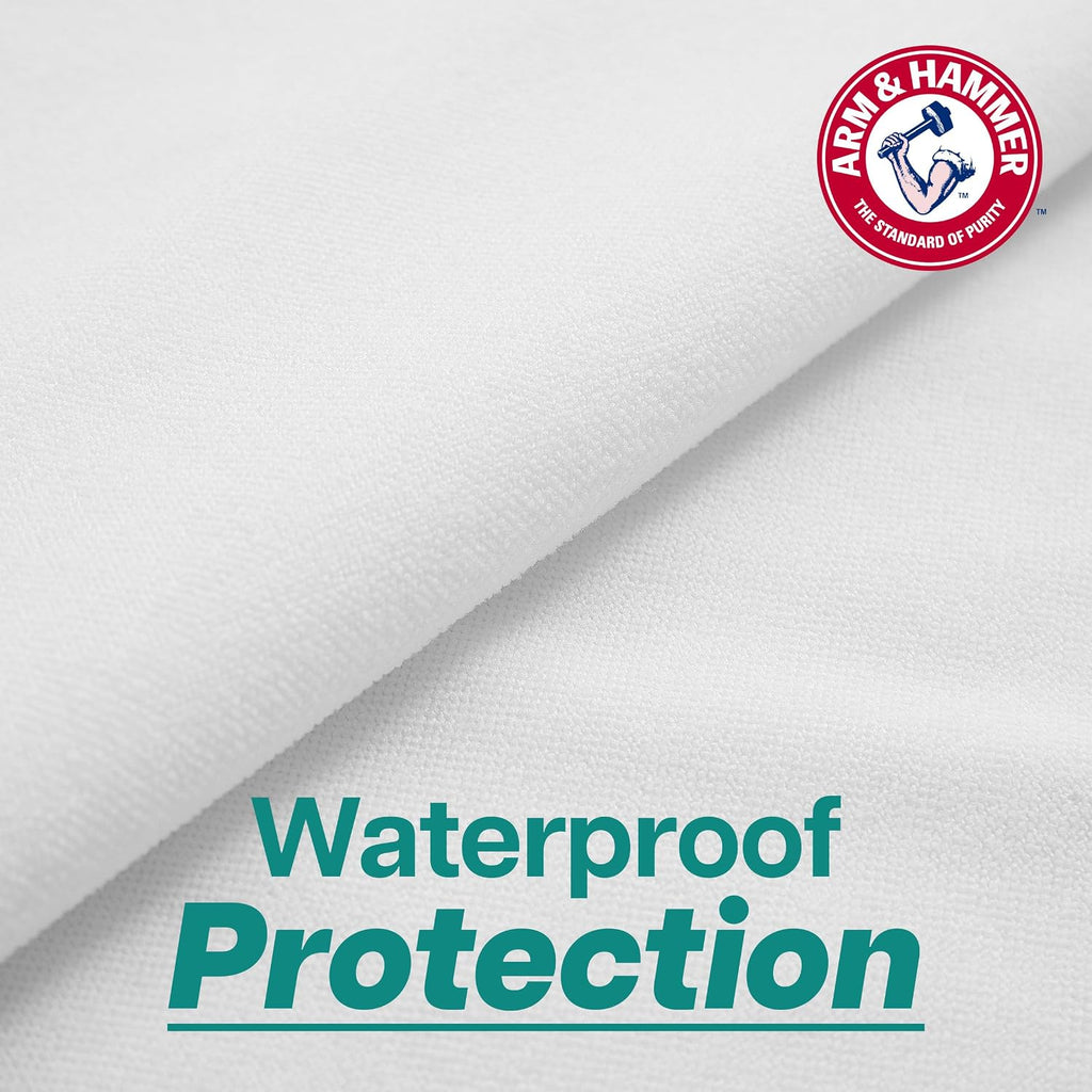 Armhammer Arm & Hammer Soft Terry Body Pillow Protector, Waterproof, Zipper Closure, White, Standard/Queen, 2-Pack White