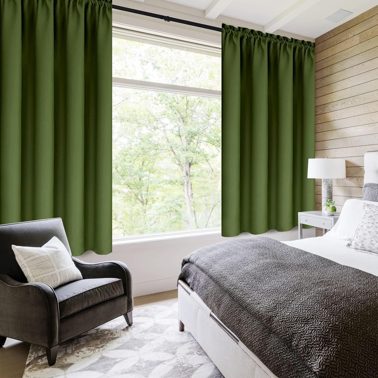 Dwcn Olive Green Room Darkening Blackout Curtains - Thermal Insulated Privacy Energy Saving Window Curtain Drapes 38 x 63 inch Length, Set…
