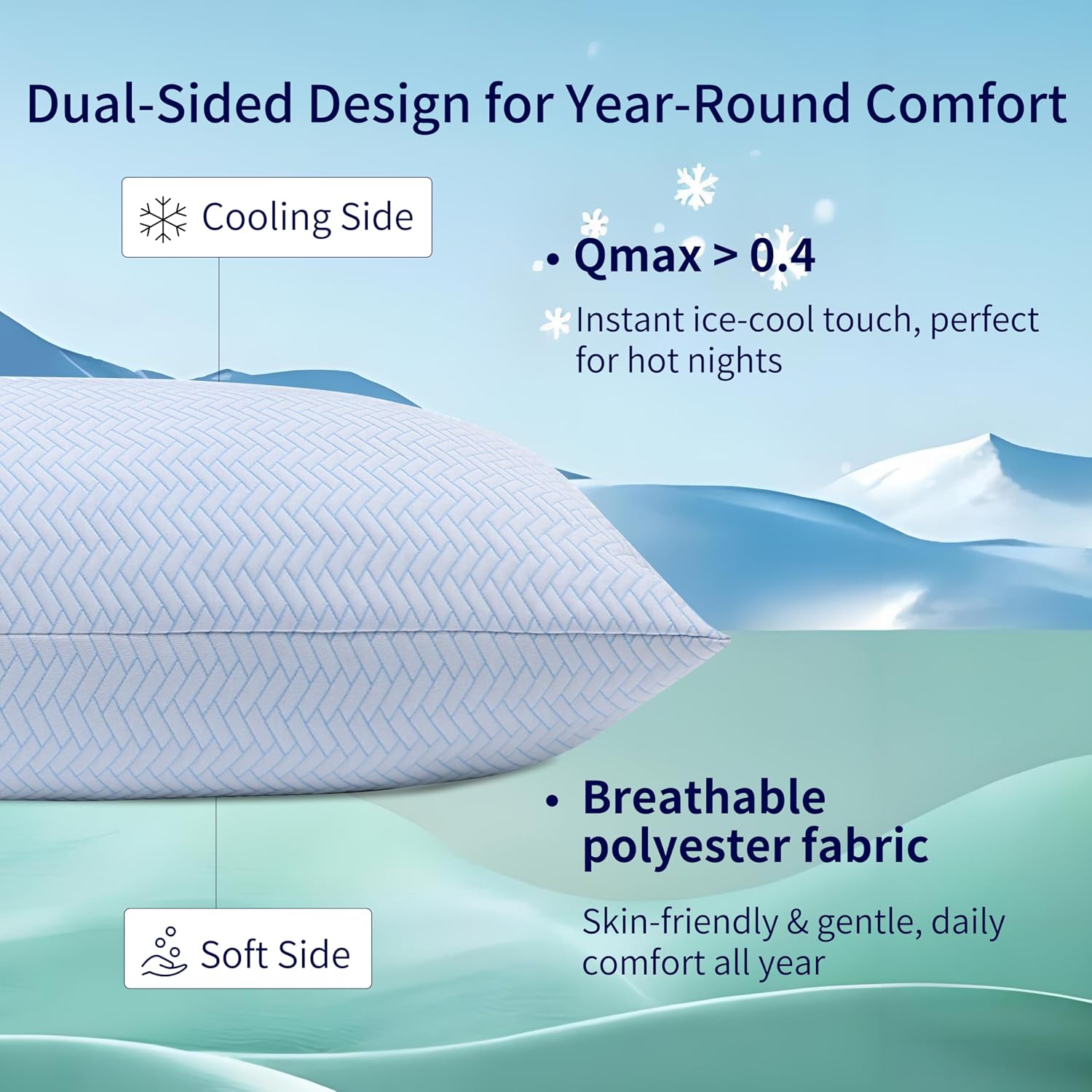 Downcool Cooling Pillow Queen Size Set of 2, Adjustable Shredded Memory Foam Pillows for Sleeping, Cool Bed Pillows for Hot Sleepers, Suppo…