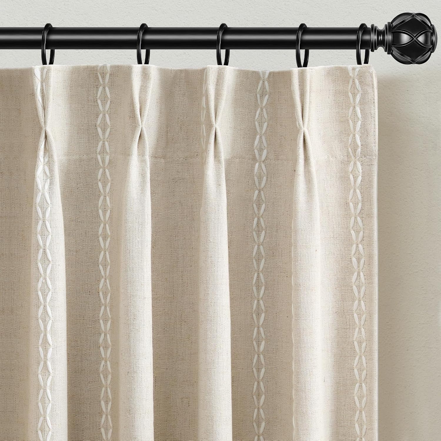 XOGUIBO Pinch Pleated Look Blackout Curtains 84 Inch Length, 2 Panels Linen Textured Boho Neutral Drapes for Living Room Bedroom Far…