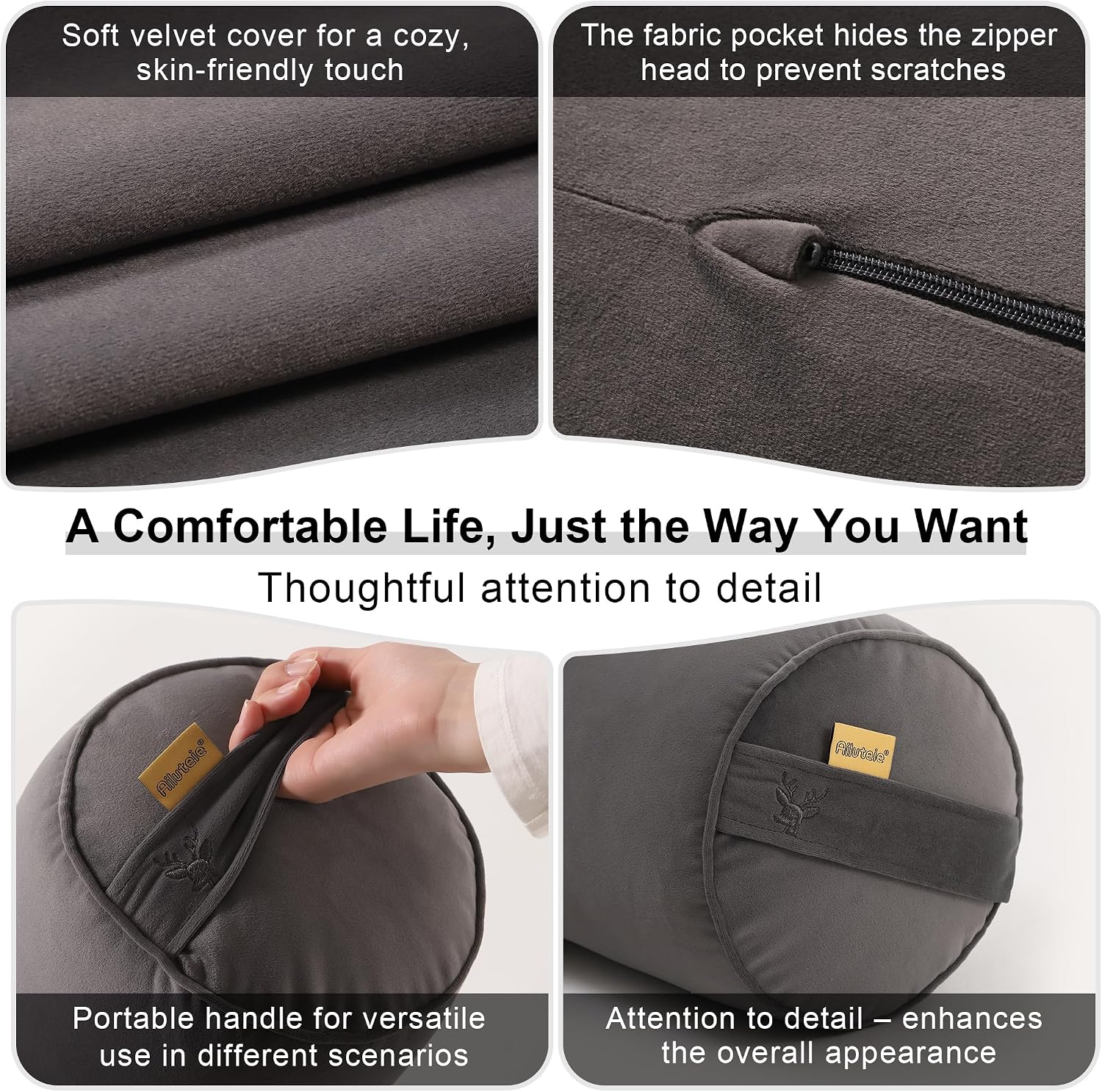 Body Pillow for Adults, Long Round Pillow, Big Cylindrical Pillow, Large Full Bolster Pillows for Side Sleepers (Steel Gray, 59"*7.87")