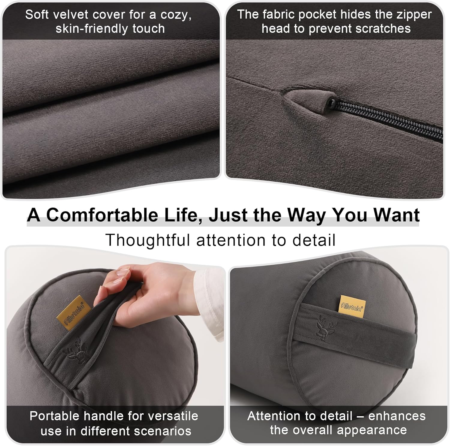 Body Pillow for Adults, Long Round Pillow, Big Cylindrical Pillow, Large Full Bolster Pillows for Side Sleepers (Steel Gray, 47.24"*7.87")