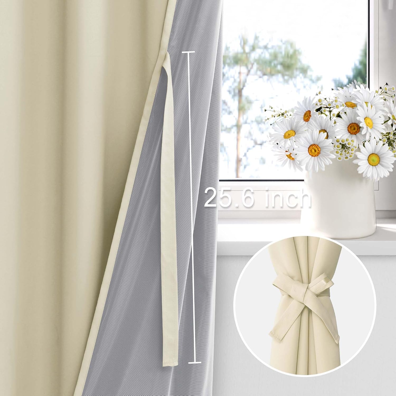 Xwzo 100% Blackout Curtains - Heat and Full Light Blocking Drapes with Black Liner for Bedroom/Laundry Room, Grommet Top Window Panels with…