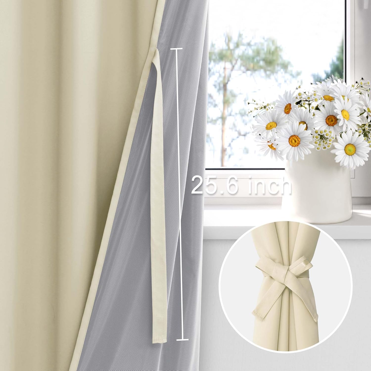 Xwzo 100% Blackout Curtains - Heat and Full Light Blocking Drapes with Black Liner for Bedroom/Laundry Room, Grommet Top Window Panels with…