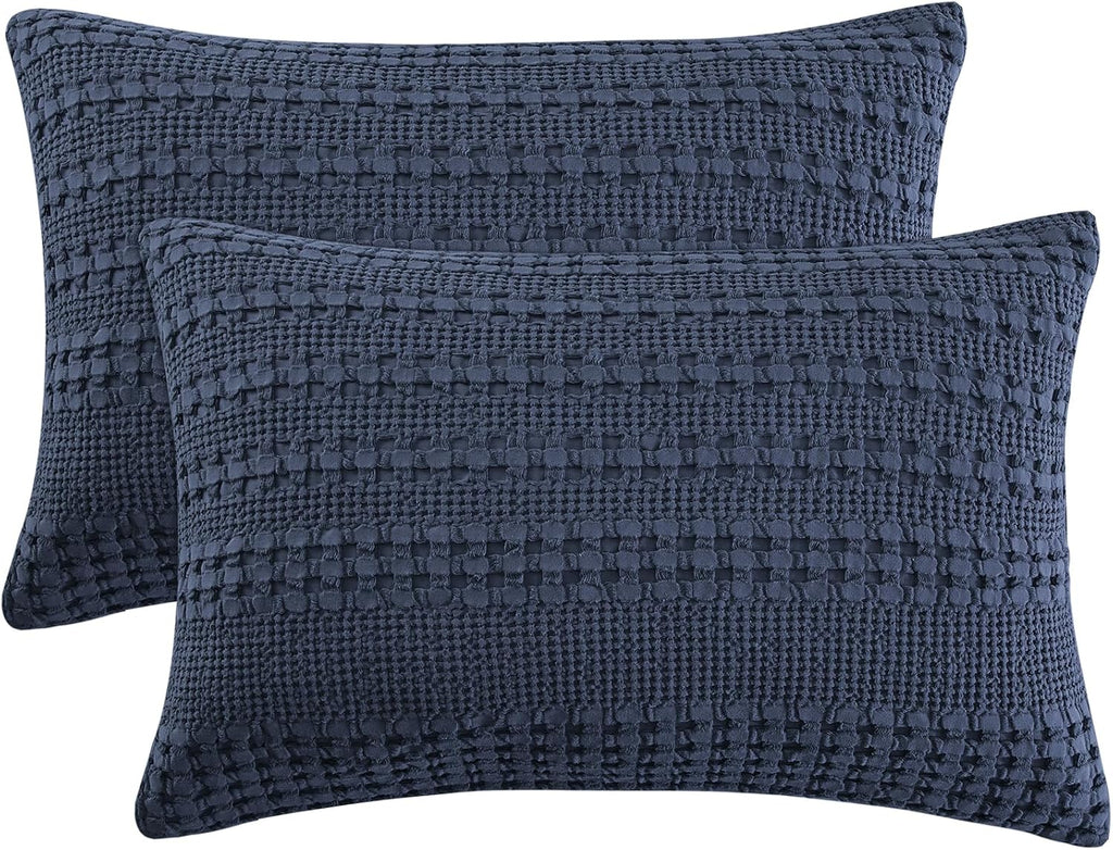 Phf 100% Cotton Waffle Pillow Shams King Size, 2 Pack 20" x 36" Soft Skin-Friendly Pillowcases, No Filling, Aesthetic Woven and Breathable…