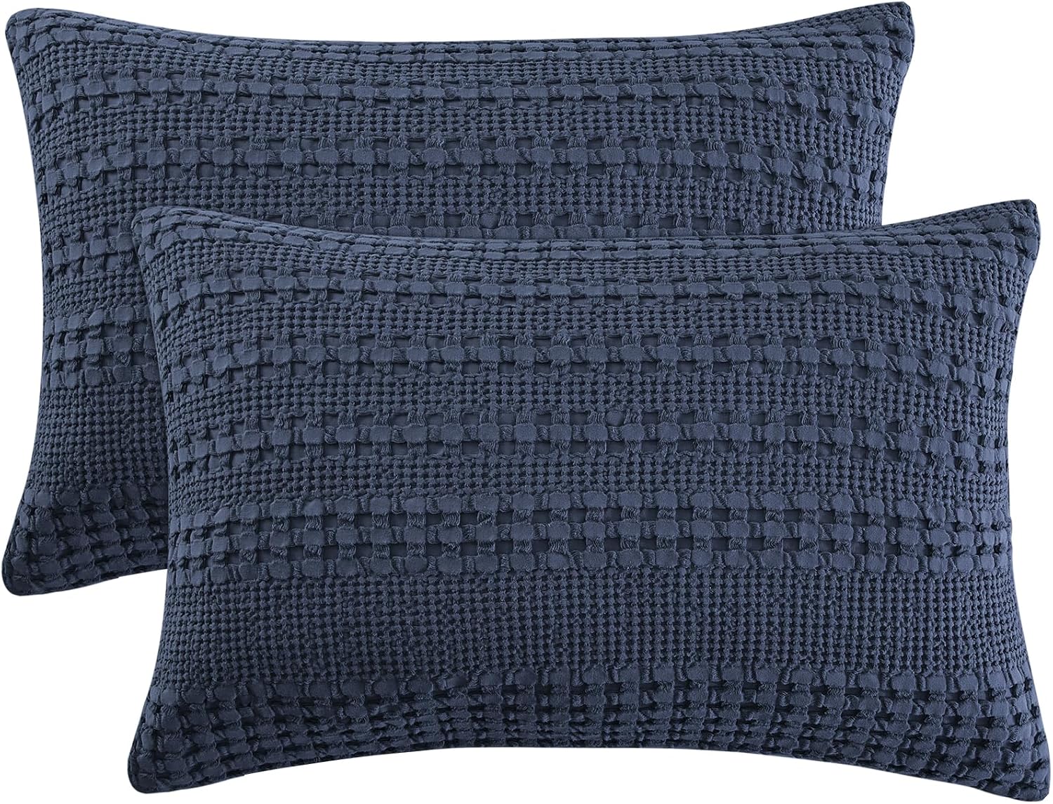 Phf 100% Cotton Waffle Pillow Shams King Size, 2 Pack 20" x 36" Soft Skin-Friendly Pillowcases, No Filling, Aesthetic Woven and Breathable…