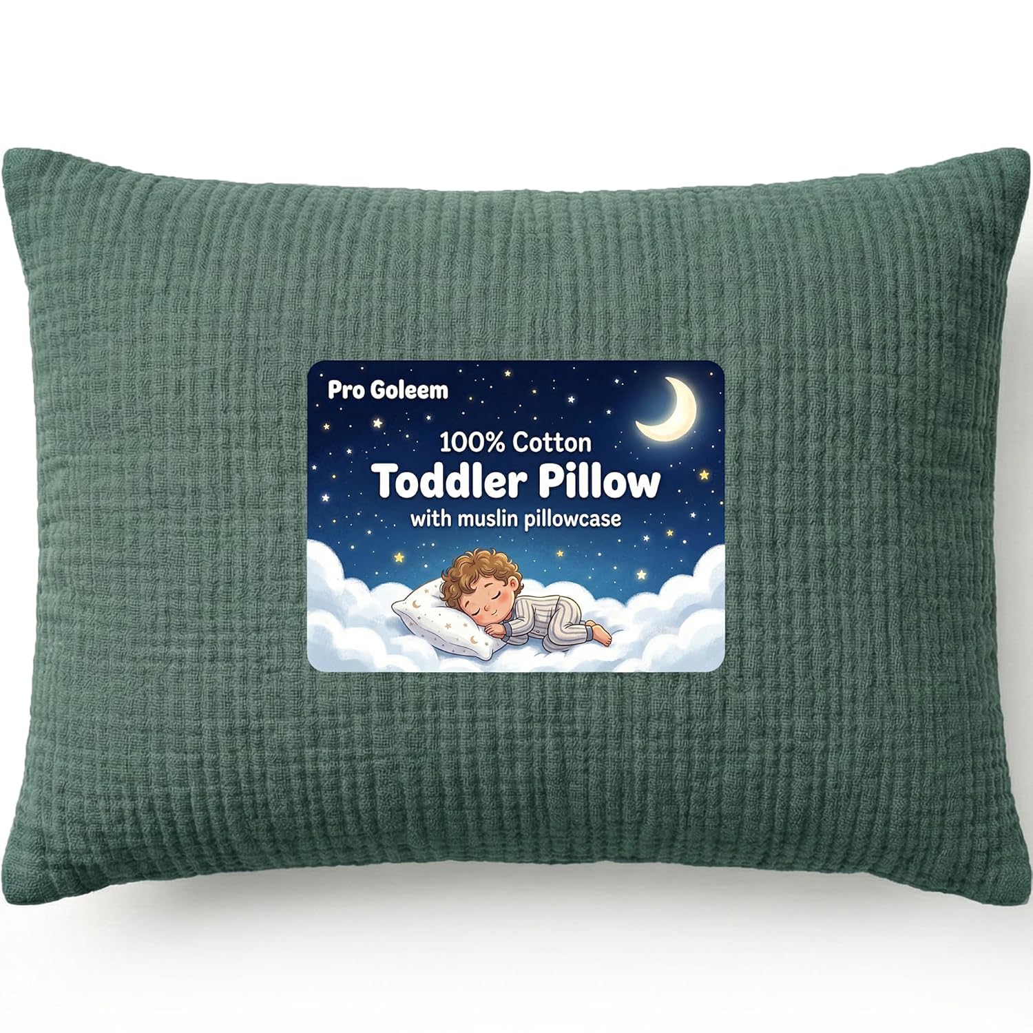 ProGoleem Pro Goleem Toddler Pillow with 100% Muslin Cotton Pillowcase – 13x18 Ultra Soft, Breathable & Machine Washable Kids Pillow for Sl…