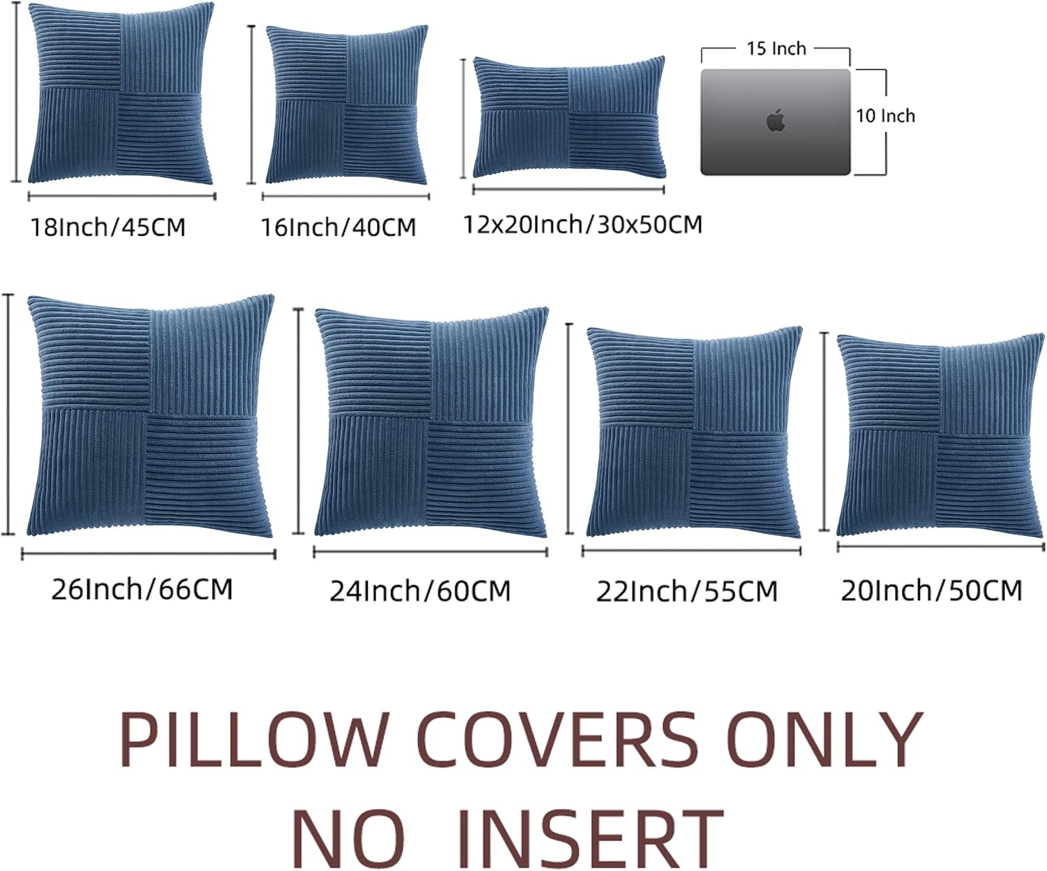 Fancy Homi Dusty Blue Decorative Throw Pillow Covers 16x16 Inch for Living Room Couch Bed Sofa, Farmhouse Boho Home Decor, Soft Corss…