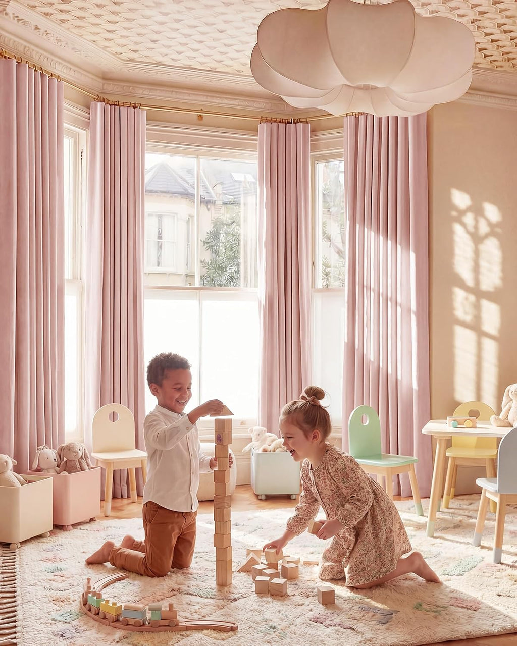Nicetown Pink Velvet Curtains for Princess Room, Rod Pocket & Back Tab Room Darkening Window Treatments Thermal Drapes Luxury Textured for…