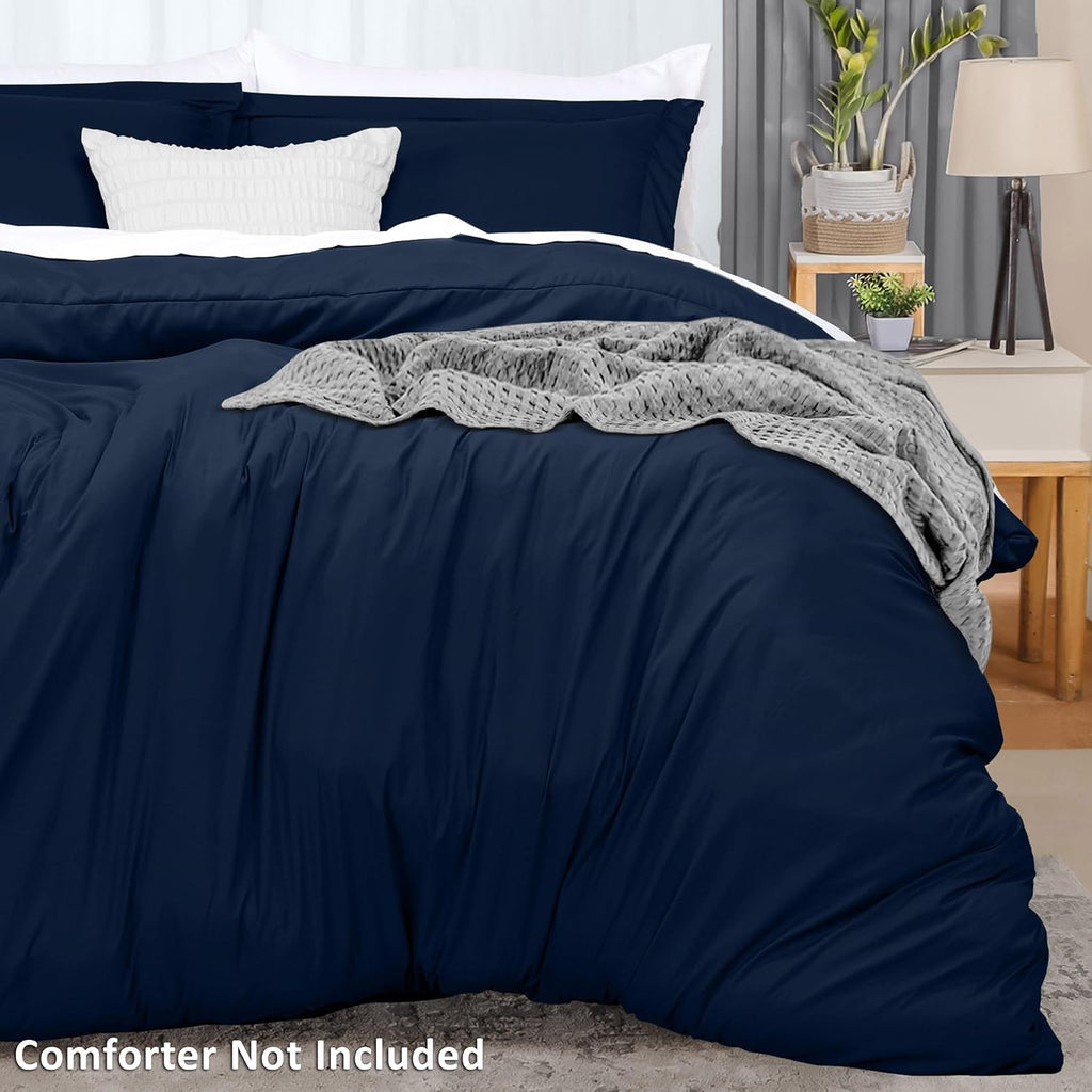 Utopia Bedding Duvet Cover Queen Size - 3 Piece with Zipper Closure - 1 Comforter Cover 90X90 Inches & 2 Pillow Shams 20X26 Inches (Navy)…