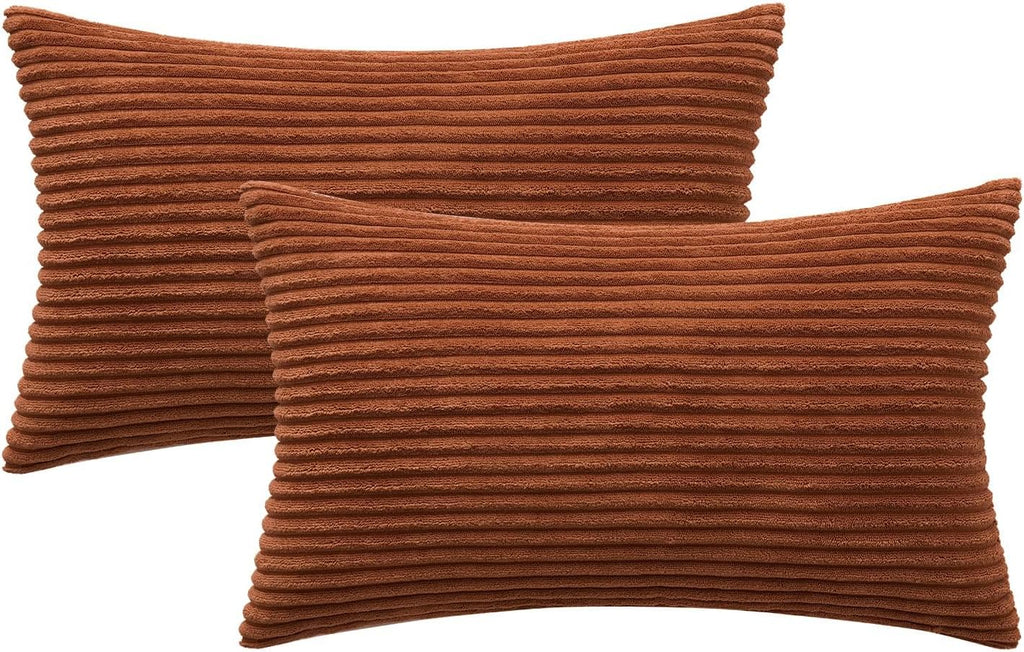 MIULEE Pack of 2 Corduroy Soft Soild Decorative Square Throw Pillow Covers Cushion Cases Pillowcases for Sofa Bedroom Car 12 x 20 Inch 30…