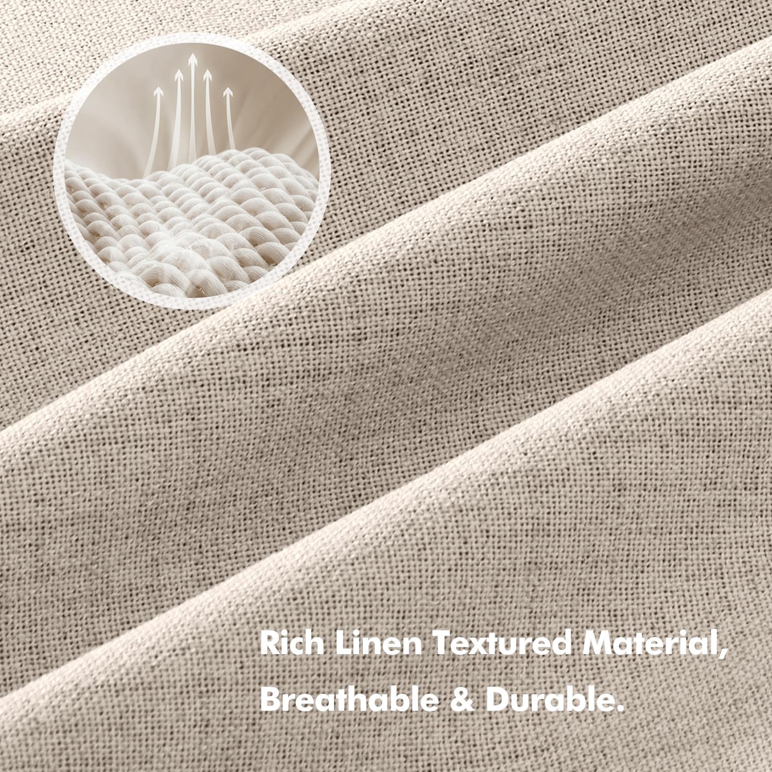 Miulee 100% Blackout Linen Curtains for Bedroom, Natural Solid Luxury Decor Thermal Insulation Room Darkening Drapes for Living Room Nurser…