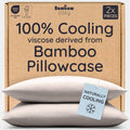 Bambaw 100% Viscose Derived from Bamboo Pillowcase Queen Size – Set of 2 Queen Cooling Pillow Cases with Envelope Closure, Breathable & Sup…