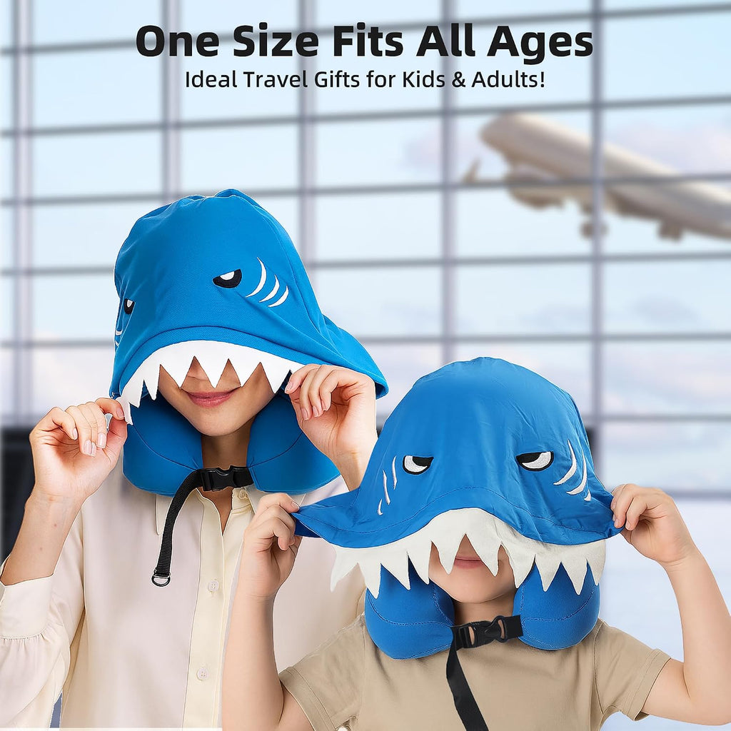 Privacy-Friendly Hooded Travel Pillow for Kids & Adults, Sensory-Friendly, Memory Foam Neck Support for Airplane, Car & Train, Breathable…