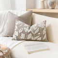 BlissBlush 12x20 Lumbar Pillow Cover, Rectangular Taupe Decorative Throw Pillowcase for Couch Sofa, Embroidered Velvet Farmhouse Accent…