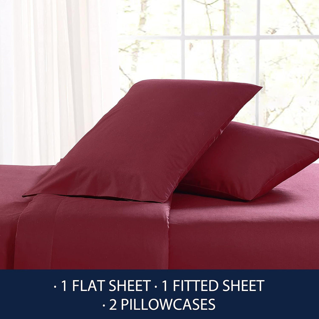 Nautica Twin Size Sheet Set, Crisp & Tailored Cooling Sheets with a Smooth Cotton Percale Lightweight Feel - Bed Sheets with Matching Pillo…
