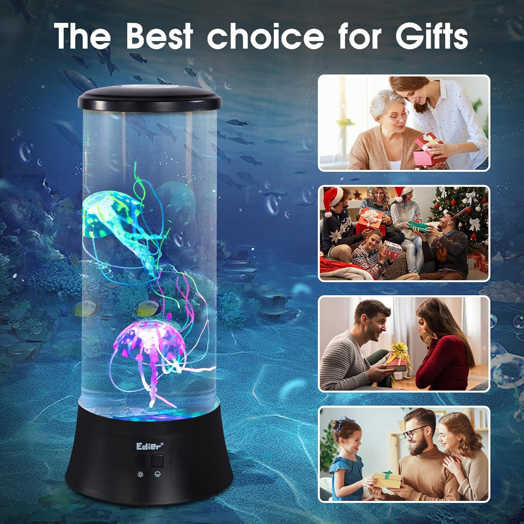 EDIER Jellyfish Lamp, LED Fantasy Jelly Fish Light, 7 Color Setting Jellyfish Tank Table Lamp Decorations for Home Office Decor Great Kids