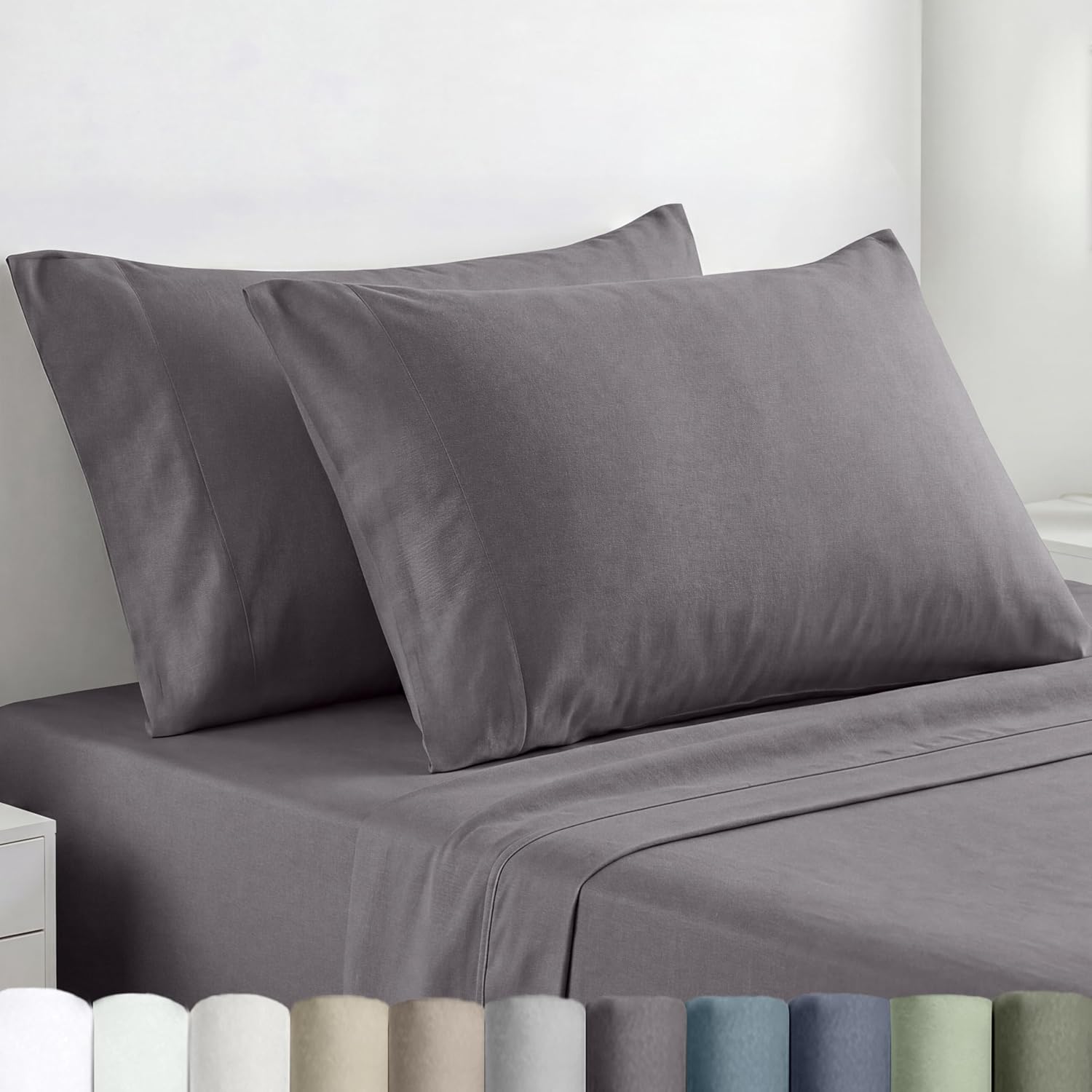 CaliforniaDesignDen California Design Den 100% Egyptian Cotton King Pillow Cases Set of 2 - Crisp Percale Feel, Soft & Breathable King Pill…