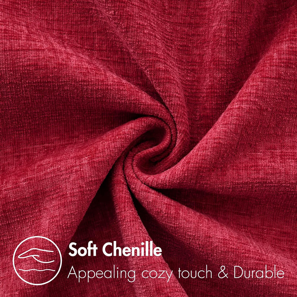 Miulee Pack of 2 Red Couch Throw Pillow Covers 20x20 Inch Soft Polyester Chenille Pillow Covers for Sofa Living Room Solid Dyed Pillow Red