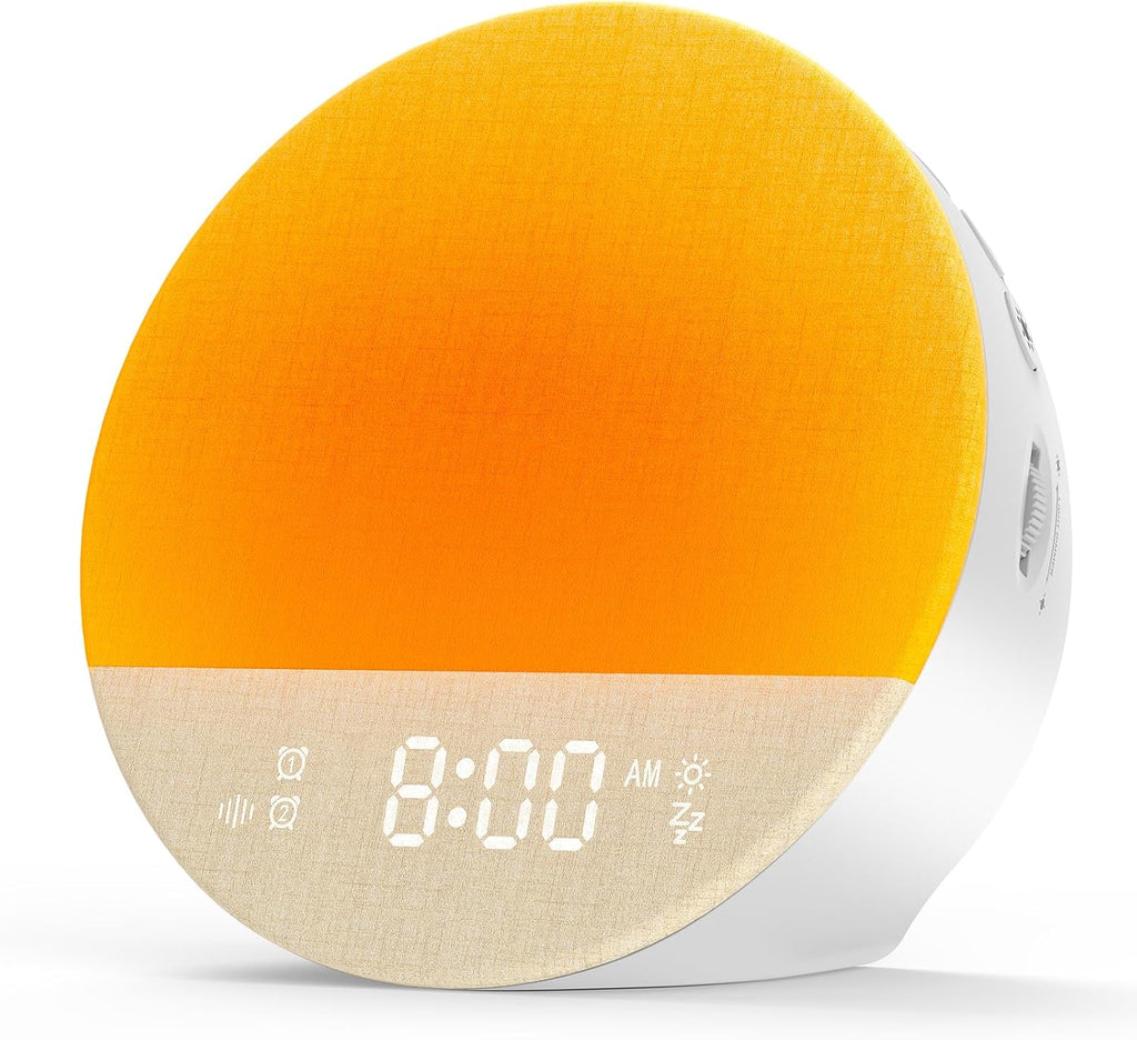Alarm Clock Sound Machine Sleeping, Sunrise Digital Alarm Clocks Bedrooms, Loud Bluetooth Speaker Alarms Clock 23 White Noise Dual Alarms…