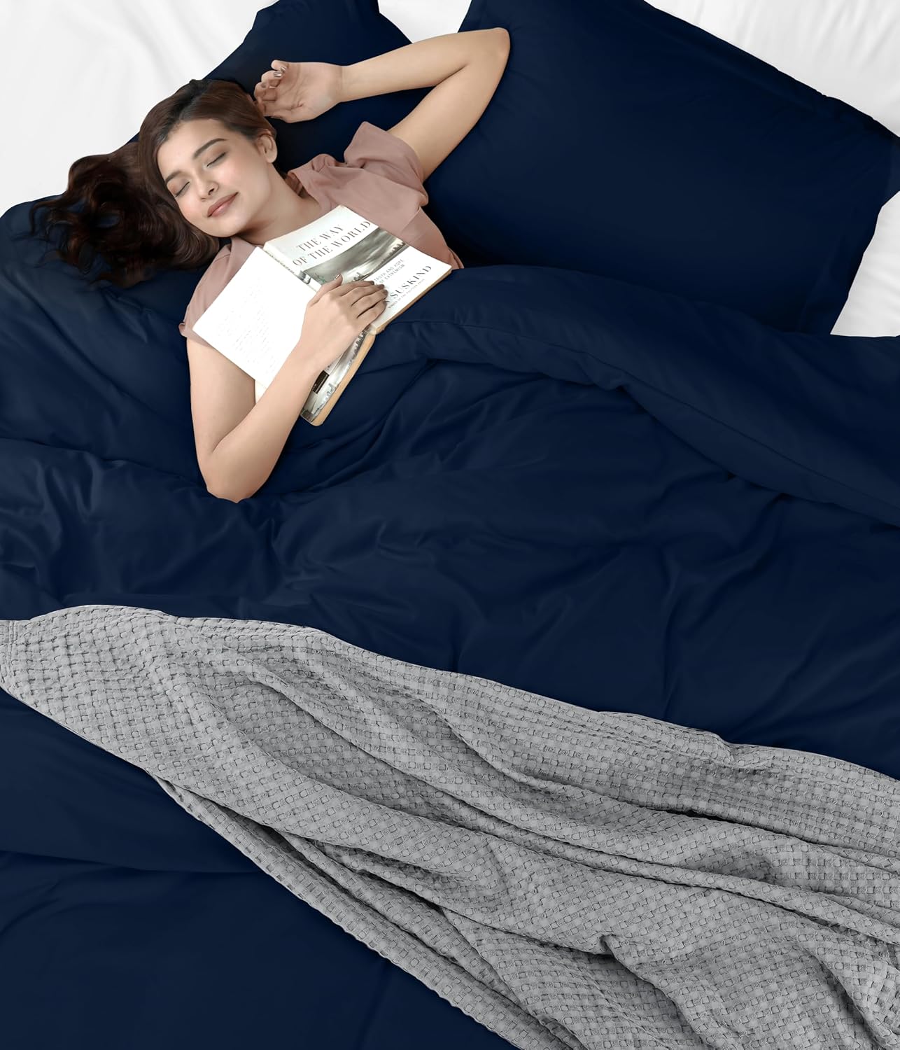 Utopia Bedding Duvet Cover Twin Size - 2 Piece with Zipper Closure - 1 Comforter Cover 68X90 Inches & 1 Pillow Sham 20X26 Inches (Navy)…