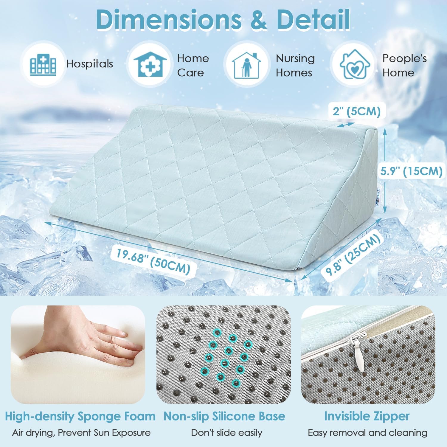 NEPPTthy NEPPT Wedge Pillow for Seniors Side Sleeping Post Surgery Wedge Bedsore Pressure Relief Incline Pillow Patient Turning Wedges…