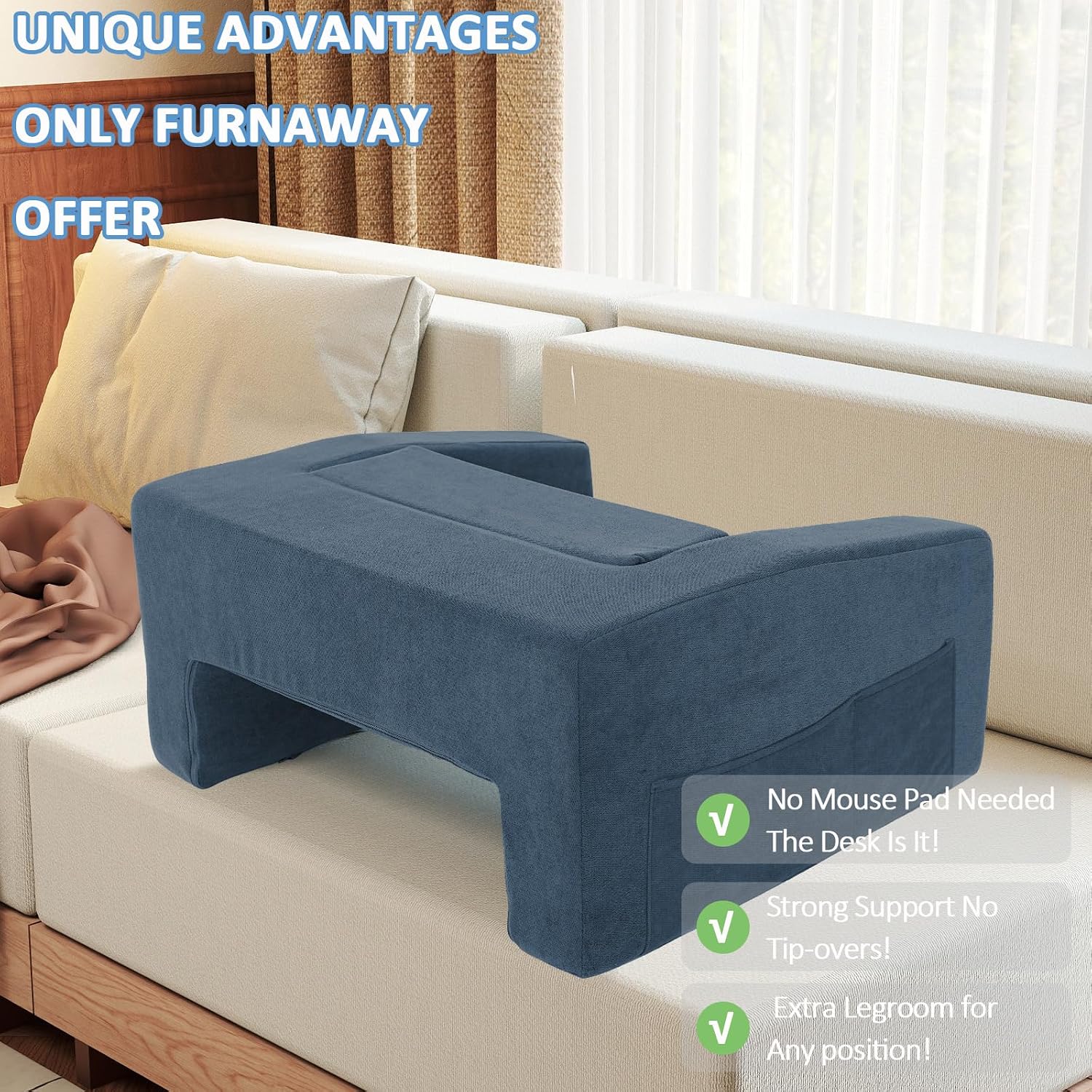 Lap Desk Pillow with Removable Cover Adjustable Angle Gaming & Machine Washable Reading Pillow for Adults Multipurpose Laptop Bed Tray…