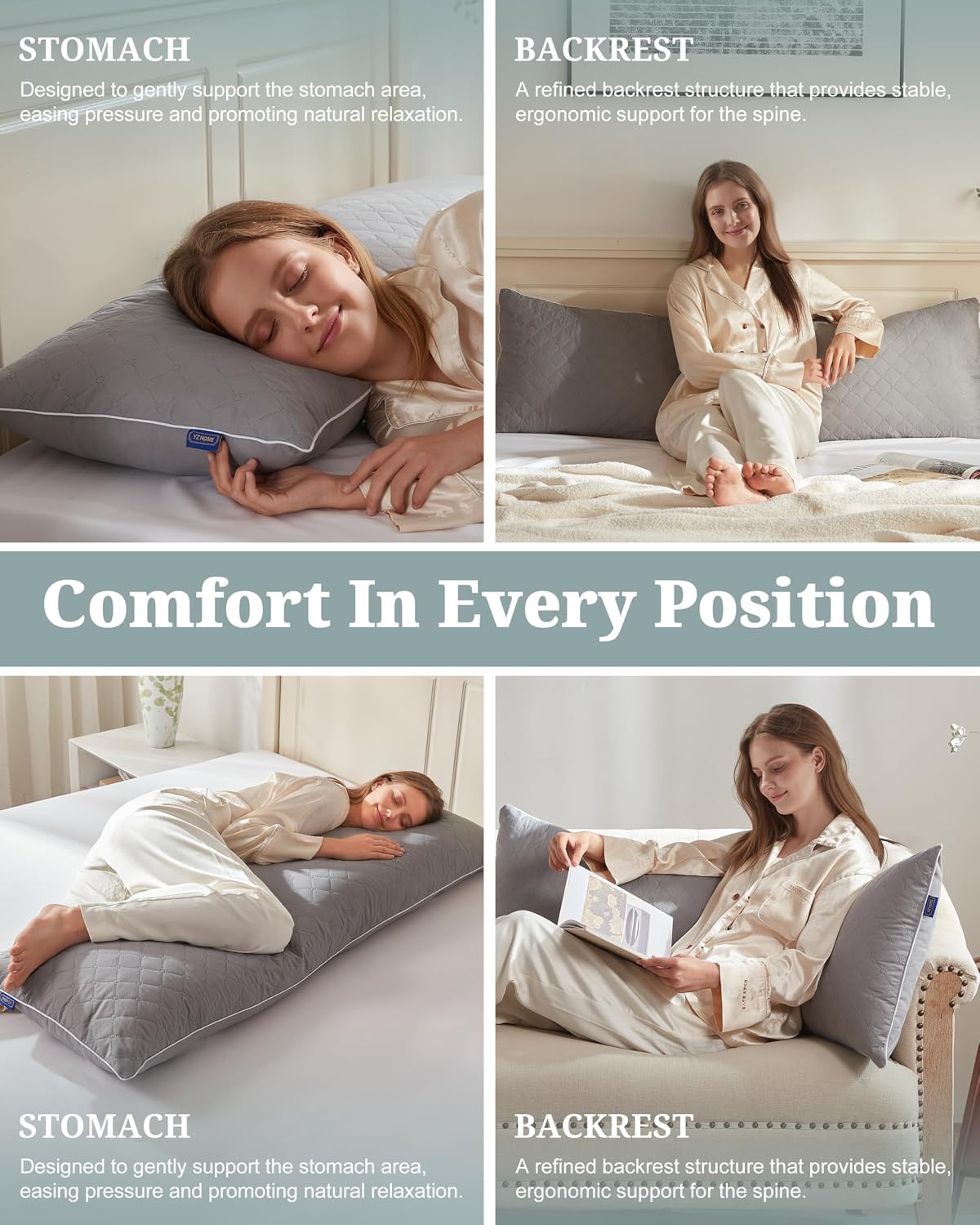 YZ HOME Long Body Pillow for Adults, Firm Body Pillow Shredded Memory Foam, Adjustable Height, Support for Side Sleeping & Pregnant…